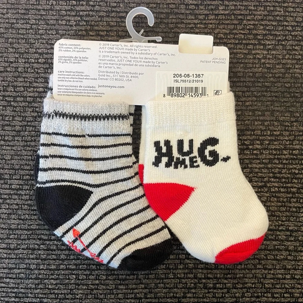 Carters Valentines Baby Boy 2 pack socks 6/12 months